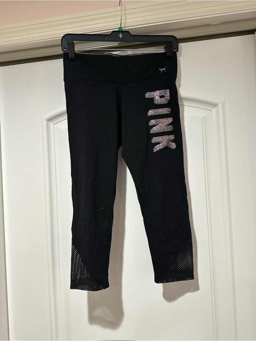 PINK Victoria's Secret Black Girls' Leggings with Glitter Logo